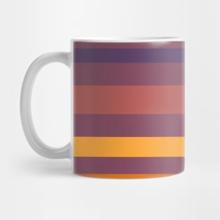 An unexampled dough of Grape, Dark Mauve, Giant'S Club, Cocoa Brown and Yellow Orange stripes. Mug